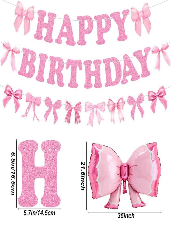 Tagberoy Pink Bow Birthday Decorations - Happy Birthday Banner, Balloons for Coquette Party - Image 2